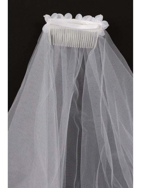 Kids Dream Girls White Flower Comb Communion Flower Girl Veil - SophiasStyle.com